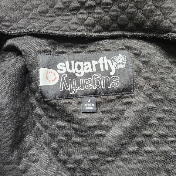 Sugarfly Black Quilted Coat Button Womens Small Fall Jacket Cotton - Picture 6 of 11